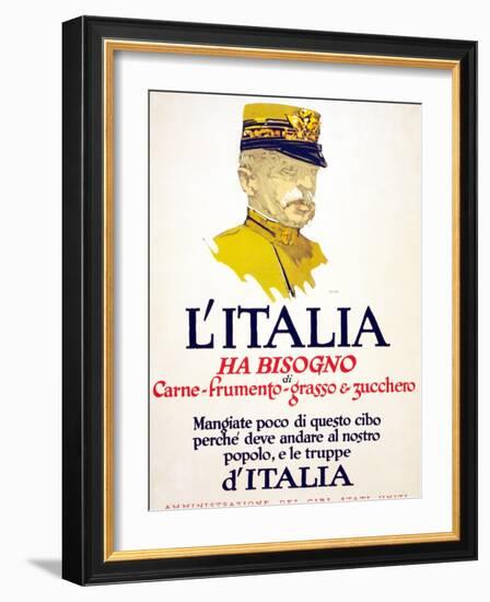 Italy Has Need of Meat, Wheat, Fat, and Sugar, 1917-George Illian-Framed Giclee Print