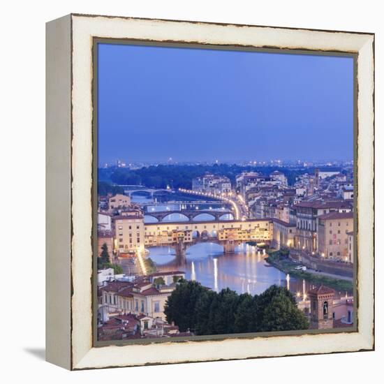Italy, Italia. Tuscany, Toscana. Firenze District. Florence, Firenze. Ponte Vecchio and Arno River-Francesco Iacobelli-Framed Premier Image Canvas