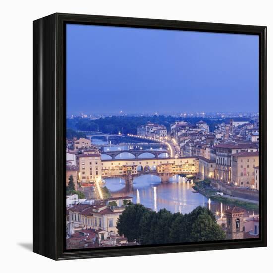 Italy, Italia. Tuscany, Toscana. Firenze District. Florence, Firenze. Ponte Vecchio and Arno River-Francesco Iacobelli-Framed Premier Image Canvas