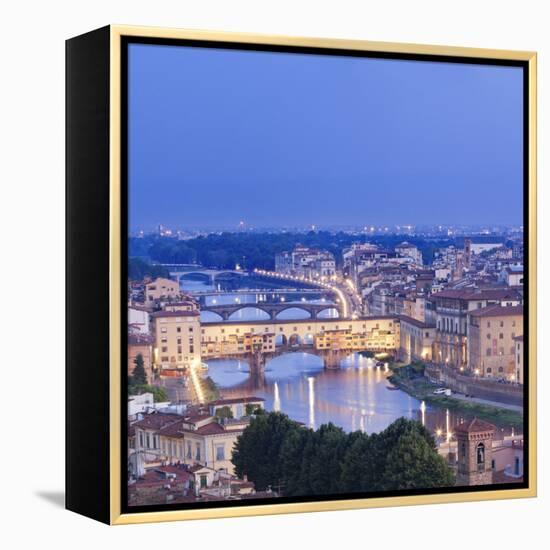 Italy, Italia. Tuscany, Toscana. Firenze District. Florence, Firenze. Ponte Vecchio and Arno River-Francesco Iacobelli-Framed Premier Image Canvas