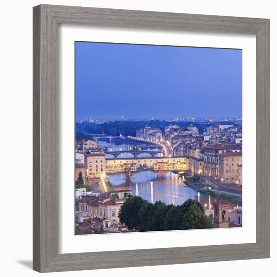 Italy, Italia. Tuscany, Toscana. Firenze District. Florence, Firenze. Ponte Vecchio and Arno River-Francesco Iacobelli-Framed Photographic Print