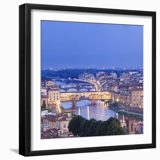 Italy, Italia. Tuscany, Toscana. Firenze District. Florence, Firenze. Ponte Vecchio and Arno River-Francesco Iacobelli-Framed Photographic Print