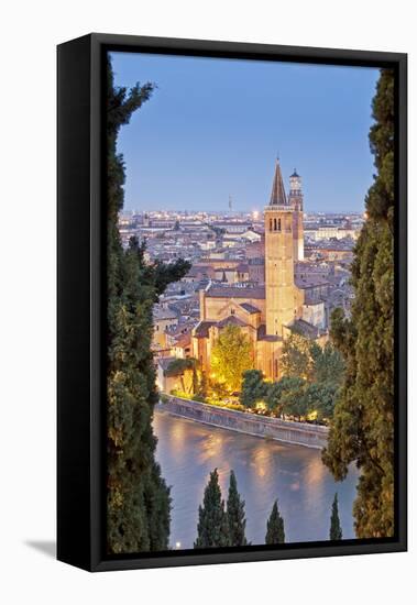 Italy, Italia Veneto, Verona District. Verona. View from Castel San Pietro-Francesco Iacobelli-Framed Premier Image Canvas