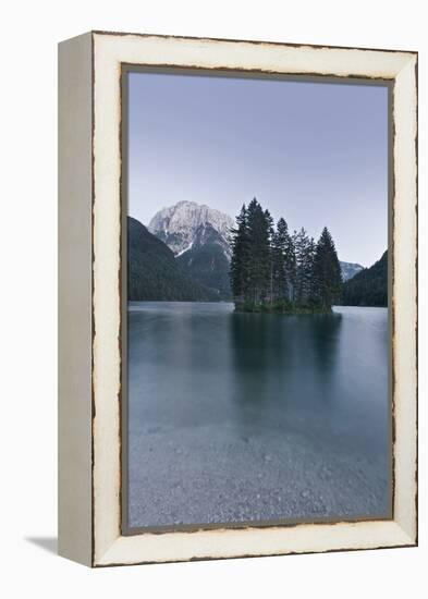 Italy, Julische Alps, Lake, Lago Del Predil, Predilsee, Island-Rainer Mirau-Framed Premier Image Canvas