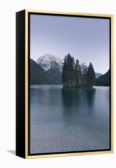 Italy, Julische Alps, Lake, Lago Del Predil, Predilsee, Island-Rainer Mirau-Framed Premier Image Canvas