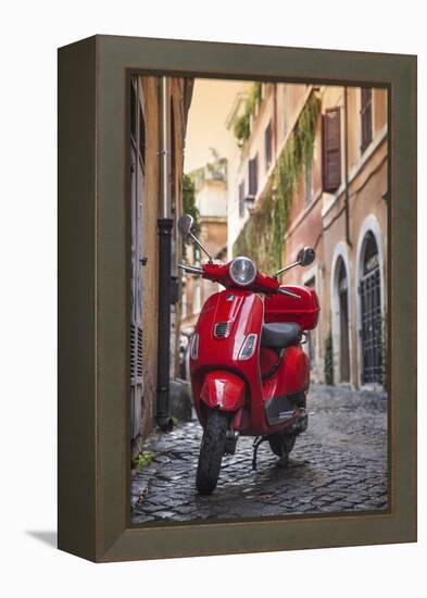 Italy, Lazio, Rome, Trastevere, Red Vespa-Jane Sweeney-Framed Premier Image Canvas