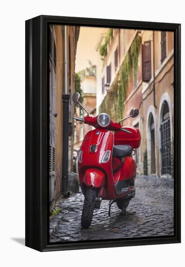 Italy, Lazio, Rome, Trastevere, Red Vespa-Jane Sweeney-Framed Premier Image Canvas