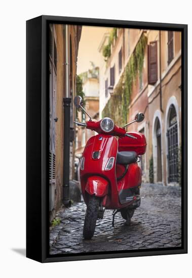 Italy, Lazio, Rome, Trastevere, Red Vespa-Jane Sweeney-Framed Premier Image Canvas