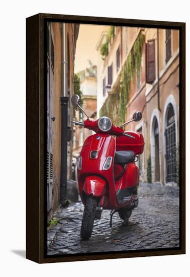 Italy, Lazio, Rome, Trastevere, Red Vespa-Jane Sweeney-Framed Premier Image Canvas