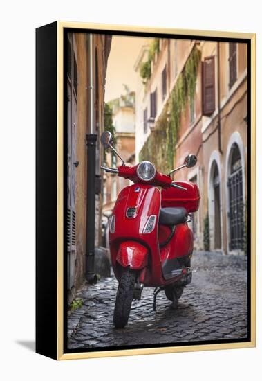 Italy, Lazio, Rome, Trastevere, Red Vespa-Jane Sweeney-Framed Premier Image Canvas