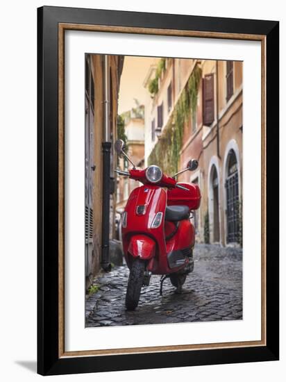 Italy, Lazio, Rome, Trastevere, Red Vespa-Jane Sweeney-Framed Photographic Print