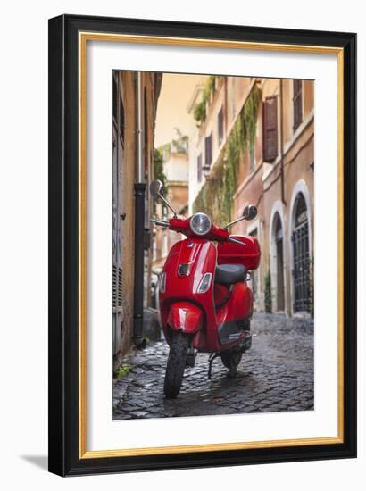 Italy, Lazio, Rome, Trastevere, Red Vespa-Jane Sweeney-Framed Photographic Print