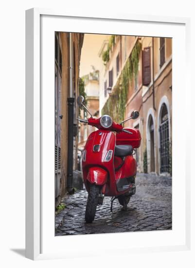 Italy, Lazio, Rome, Trastevere, Red Vespa-Jane Sweeney-Framed Photographic Print