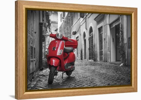 Italy, Lazio, Rome, Trastevere, Red Vespa-Jane Sweeney-Framed Premier Image Canvas