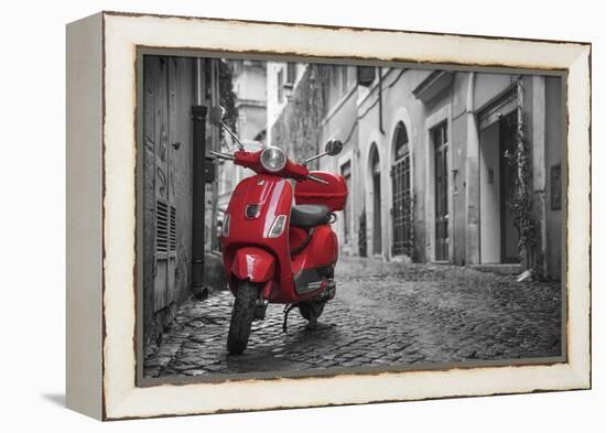 Italy, Lazio, Rome, Trastevere, Red Vespa-Jane Sweeney-Framed Premier Image Canvas