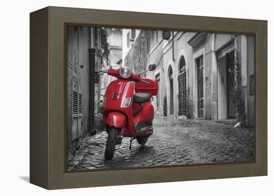 Italy, Lazio, Rome, Trastevere, Red Vespa-Jane Sweeney-Framed Premier Image Canvas