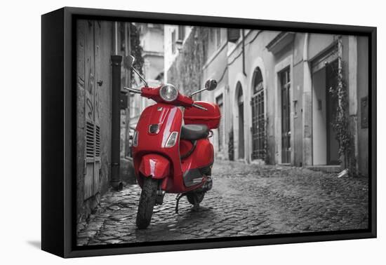 Italy, Lazio, Rome, Trastevere, Red Vespa-Jane Sweeney-Framed Premier Image Canvas