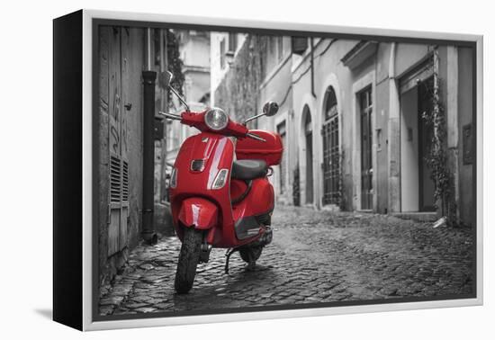 Italy, Lazio, Rome, Trastevere, Red Vespa-Jane Sweeney-Framed Premier Image Canvas