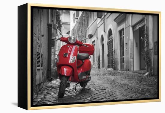 Italy, Lazio, Rome, Trastevere, Red Vespa-Jane Sweeney-Framed Premier Image Canvas