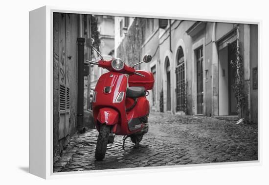 Italy, Lazio, Rome, Trastevere, Red Vespa-Jane Sweeney-Framed Premier Image Canvas