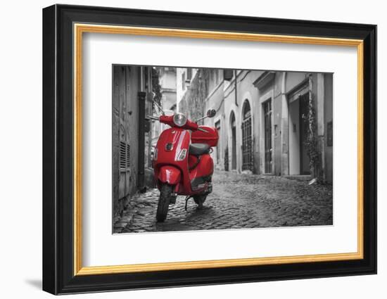 Italy, Lazio, Rome, Trastevere, Red Vespa-Jane Sweeney-Framed Photographic Print