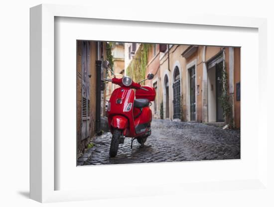 Italy, Lazio, Rome, Trastevere, Red Vespa-Jane Sweeney-Framed Photographic Print