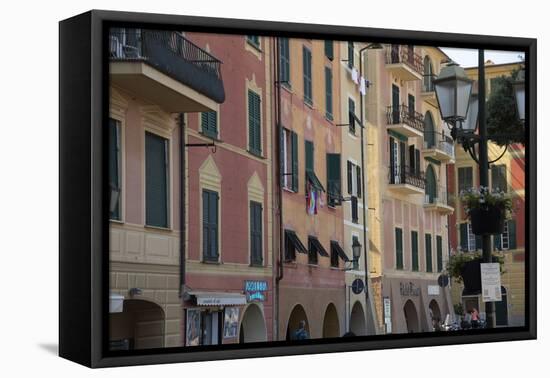 Italy, Liguria Province, Santa Margherita Ligure, pastel buildings-Alan Klehr-Framed Premier Image Canvas