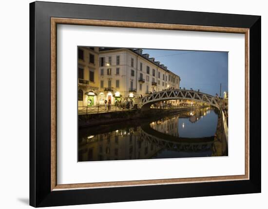 Italy, Lombardy, Milan. Historic Naviglio Grande canal area known for vibrant nightlife-Alan Klehr-Framed Photographic Print