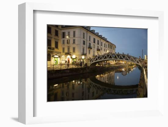 Italy, Lombardy, Milan. Historic Naviglio Grande canal area known for vibrant nightlife-Alan Klehr-Framed Photographic Print