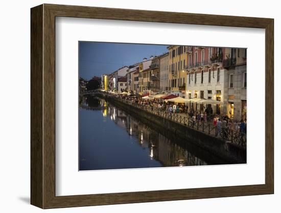 Italy, Lombardy, Milan. Historic Naviglio Grande canal area known for vibrant nightlife-Alan Klehr-Framed Photographic Print