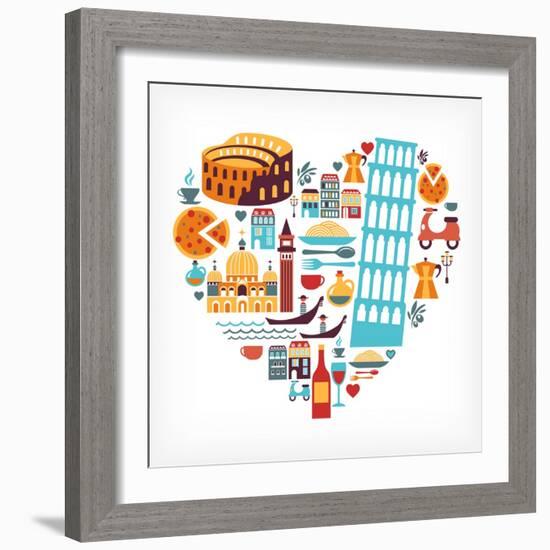 Italy Love - Heart-Marish-Framed Art Print