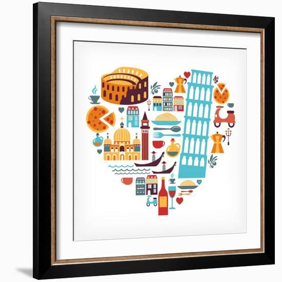 Italy Love - Heart-Marish-Framed Art Print