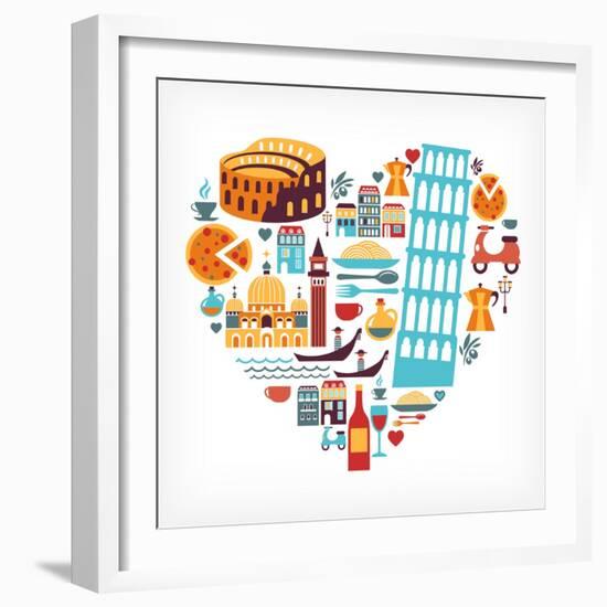 Italy Love - Heart-Marish-Framed Art Print