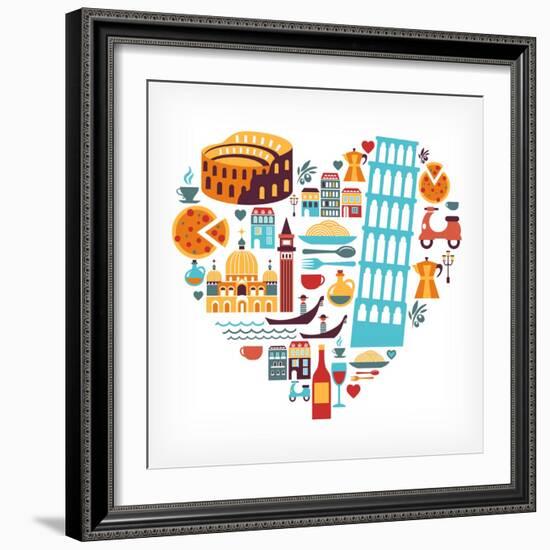 Italy Love - Heart-Marish-Framed Art Print
