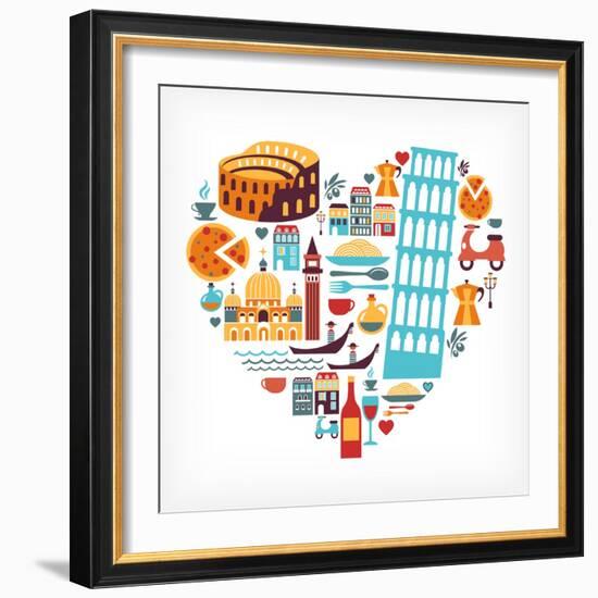 Italy Love - Heart-Marish-Framed Art Print