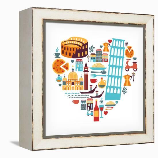 Italy Love - Heart-Marish-Framed Stretched Canvas