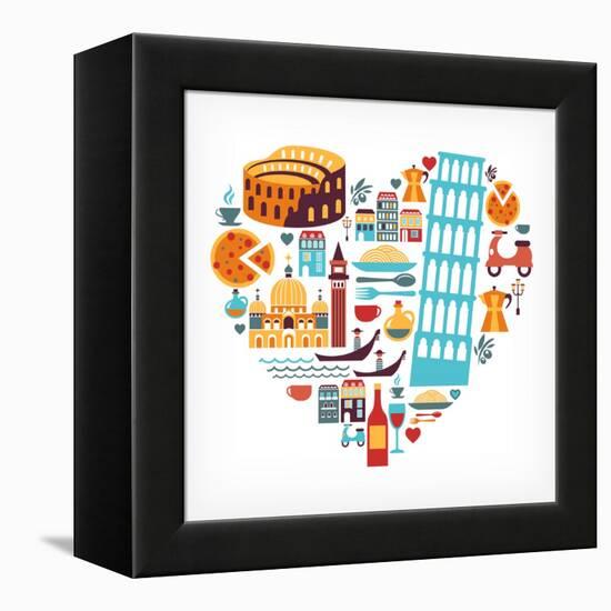 Italy Love - Heart-Marish-Framed Stretched Canvas