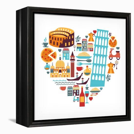 Italy Love - Heart-Marish-Framed Stretched Canvas