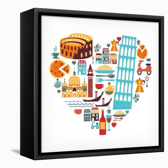 Italy Love - Heart-Marish-Framed Stretched Canvas