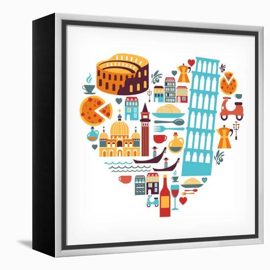 Italy Love - Heart-Marish-Framed Stretched Canvas