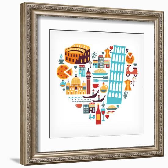 Italy Love - Heart-Marish-Framed Art Print