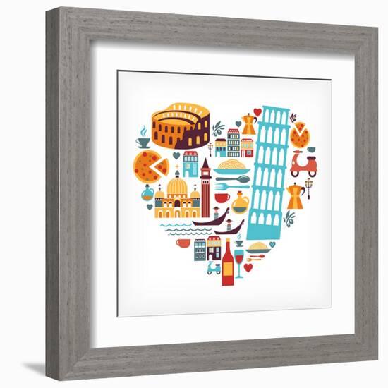 Italy Love - Heart-Marish-Framed Art Print