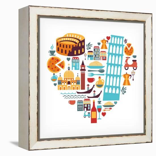 Italy Love - Heart-Marish-Framed Stretched Canvas