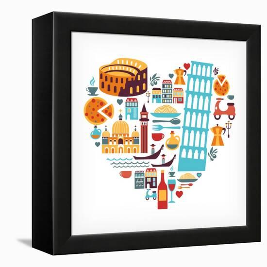 Italy Love - Heart-Marish-Framed Stretched Canvas