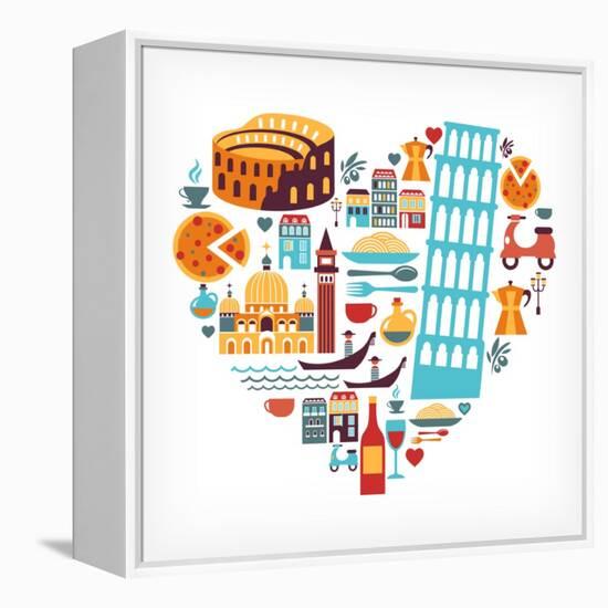 Italy Love - Heart-Marish-Framed Stretched Canvas