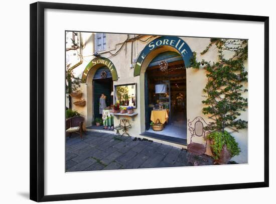 Italy, Lucca, Store Fronts Ready for the Day.-Terry Eggers-Framed Photographic Print