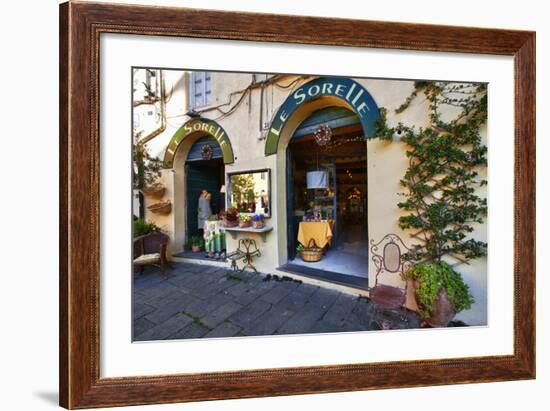 Italy, Lucca, Store Fronts Ready for the Day.-Terry Eggers-Framed Photographic Print