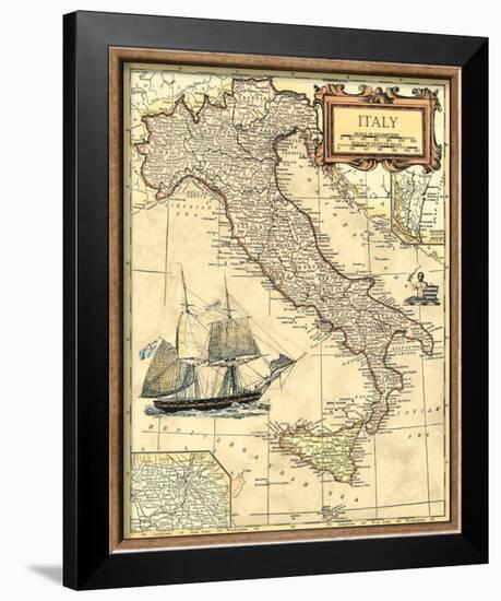 Italy Map-null-Framed Art Print