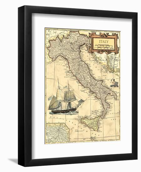 Italy Map-Vision Studio-Framed Premium Giclee Print