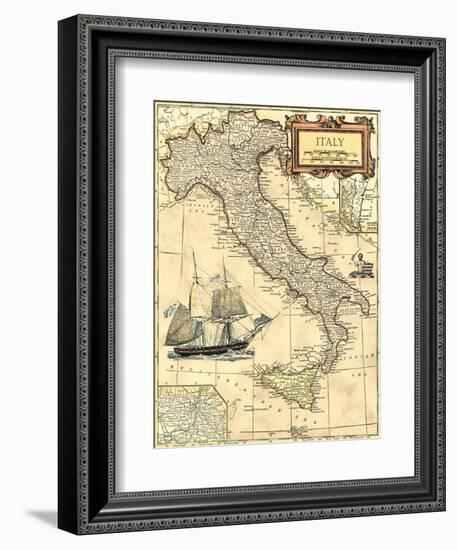 Italy Map-Vision Studio-Framed Premium Giclee Print